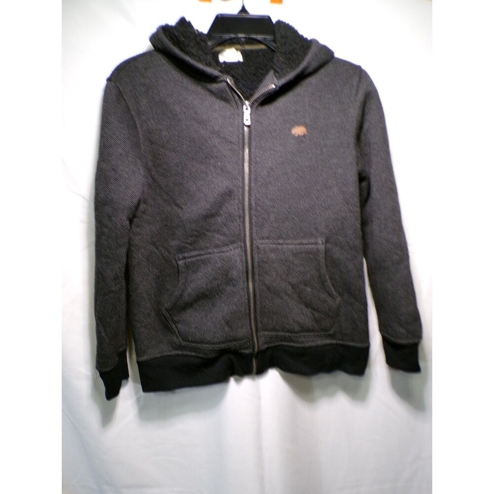 Lucky Brand Boys Sherpa Lined Full Zip Hoodie Gray M Fleece Jacket